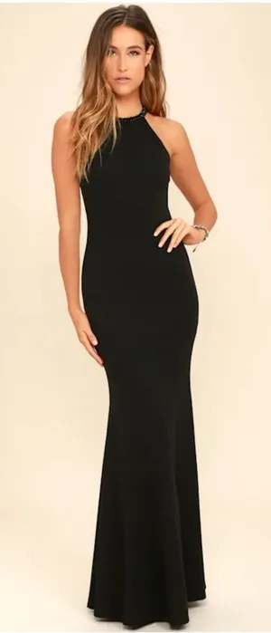 Lulus Women's Black‎ Girl in the Mirror Beaded Maxi Dress Size Small thumbnail 1