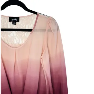 By & By Sheer Ombre Blouse M Pink Burgundy‎ Lace Back Whimsigoth Fairy Pixie NWT thumbnail 3