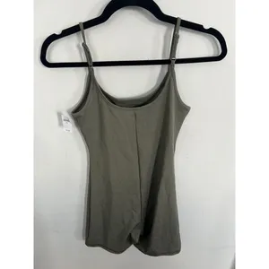 American Eagle Bodysuit Shorts Women’s Medium Sage Cami Straps Stretch Fitted thumbnail 2
