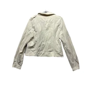 MARRAKECH Anthropologie Women Cream White Cotton Moto Style Jacket Medium thumbnail 3