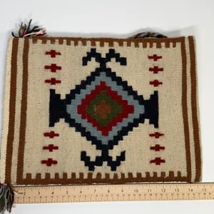 Wool‎ Southwestern Crossbody Bag Geometric Tribal Earth Tones Cream Boho Artisan thumbnail 5