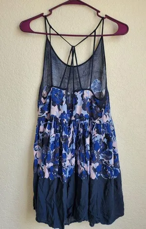 Free People Intimately Voile Slip Strappy Floral Print Dress in Midnight… thumbnail 5
