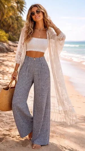 Free People East Side Trousers Pants - black/white Sz S New no tags 👈🏻 thumbnail 1