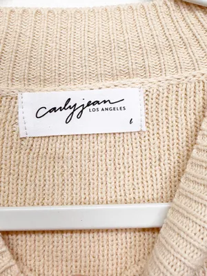 NEW CARLY JEAN LOS ANGELES CJLA Avila Cropped Sweater Green Stripe Large thumbnail 4