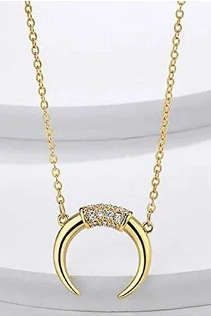 Boutique NEW Women's 18k Gold-Plated Crescent Moon Half Moon Necklace,‎ 16-18" thumbnail 1