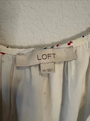 LOFT White Midi Sundress with stripes and Multicolor Dot embroidered Print thumbnail 2