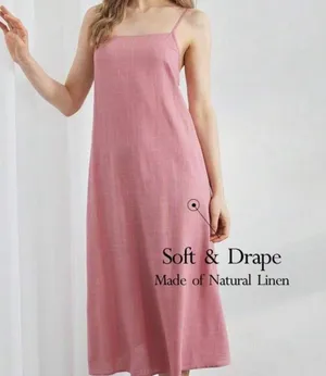 Soft & Drape Pink Linen Dress Size XS thumbnail 1
