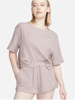 Nike High Waisted Ribbed Jersey Shorts- Diffused Taupe thumbnail 6