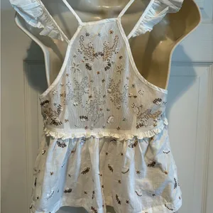 NWT Anthropologie Ivory‎ Beaded Embroidered Reversible Cotton Tank Top Babydoll thumbnail 3
