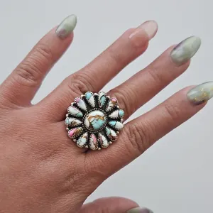 Cotton Candy Turquoise Flower Ring thumbnail 1
