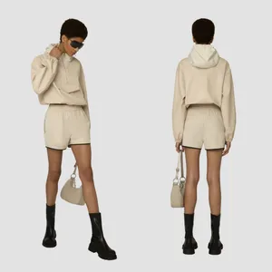 AMYLYNN Womens Darcie Hoodie Vegan Leather‎ Pocket Off White Sz Small thumbnail 3