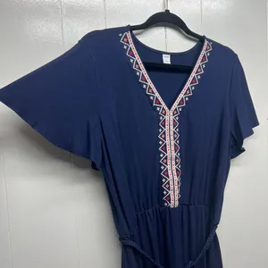 Old Navy Womens Dress Large Embroidered Flutter Sleeve Midi Stretch Boho Western thumbnail 8
