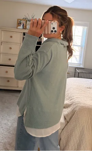 Simply Vera, Vera Wang Light blue cowl neck sweater thumbnail 3