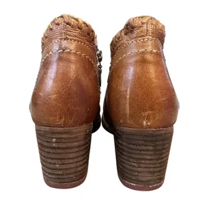 Bed‎ Stu Cobbler Carla Brown Leather Booties Womens 6.5 Ankle Boots Side Zipper thumbnail 6