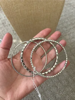 Mango Silver Crystal Bracelet Trio - White thumbnail 4