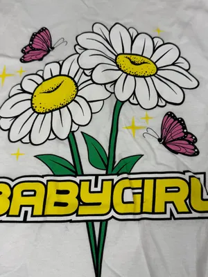 Y2K Baby Girl Daisy Butterfly Graphic Crop Tee White Gildan Heavy Cotton M thumbnail 2