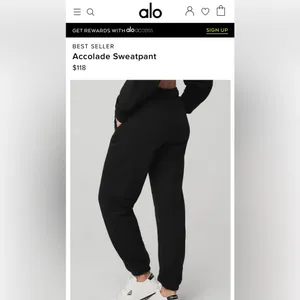 Alo Yoga NWOT Accolade Sweatpants Cool Chrome Logo Black, Pockets Size M thumbnail 6