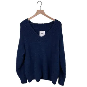 Aerie Teddy Boucle Sweater Women's Size Medium Navy Blue Wool Blend Cozy Soft thumbnail 3