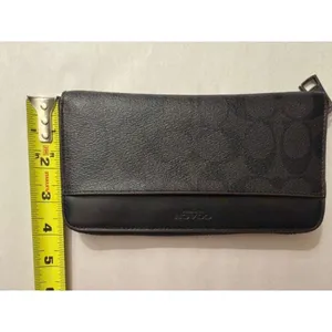Coach ACCORDION WALLET (COACH F25517) BLACK Signature coated canvas logo thumbnail 9