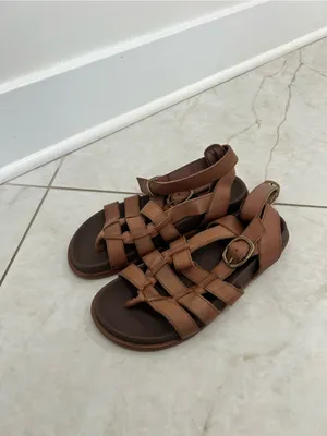 Anthropologie Brown Double Buckle Gladiator Sandals Size 36 EU thumbnail 2