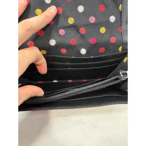Vera Bradley Leather Floral Canvas Trifold Wallet Black Butterfly Polka‎ Dot thumbnail 6