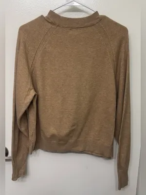 EUC A New Day Lightweight Carmel Sweater | Soft Neutral Knit Pullover thumbnail 2