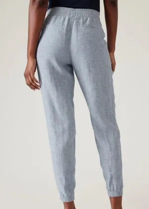 Athleta Retreat Linen Jogger Pants Womens Size 8 Blue Casual Pull On Lightweight thumbnail 2