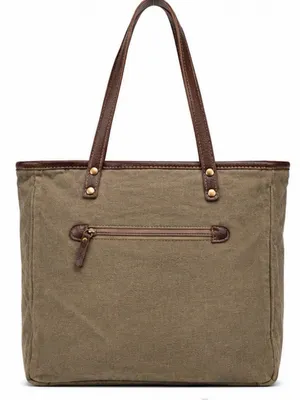 Myra Bag Southwestern Woven Rug Hair-On Hide Canvas Leather Tote thumbnail 2