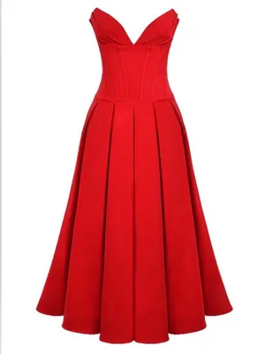 House Of Cb Lady Strapless Scarlet Midi Dress thumbnail 3