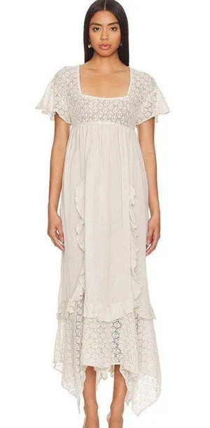 Free People Bring The Romance Midi Dress in Harbor Fog thumbnail 1