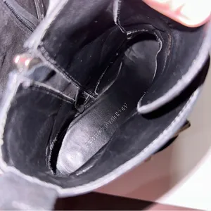 Rebecca Taylor Logan Black Suede Studded Buckle Heel Booties‎ Size 7 thumbnail 9