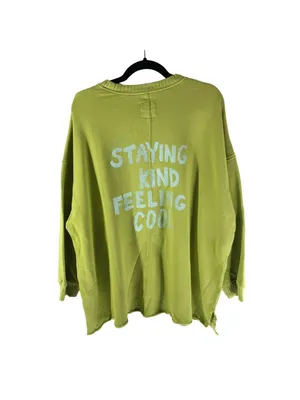 Aerie Green Oversized Crewneck Sweatshirt "Staying Kind Feeling Cool" Graphic M thumbnail 2