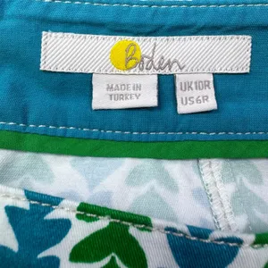 Boden Womens Skirt Blue Green Leaf Print A-Line Zip Size 6R thumbnail 3