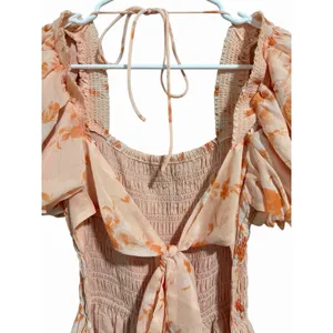 Olia Tiered Maxi Dress Orange‎ Floral Chiffon Short Sleeve Women's Size X-Large thumbnail 8