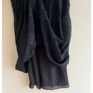 JSC Vintage 90s Black Beaded Floral Mini Dress Spaghetti Strap Size 14 Wrap Neck thumbnail 14