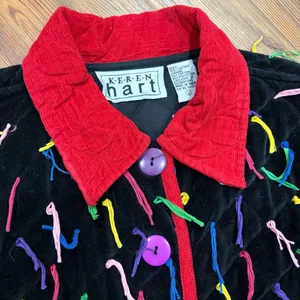 Vintage 90s Keren Hart Eyelash Rainbow Confetti Quilted Jacket thumbnail 3