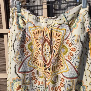 Zara beautiful print flare leg pants Linen Blend Small thumbnail 6
