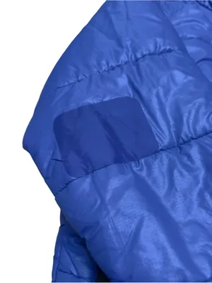 Patagonia Patched Blue Down Puffer Coat Jacket Full Zip Insulated Women L FLAWED thumbnail 7