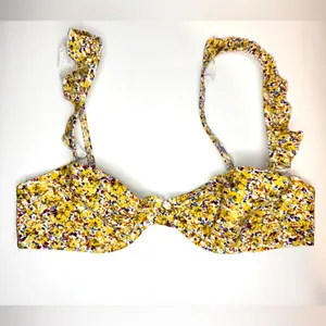 Abercrombie & Fitch Ruffle Floral Yellow Bikini Swim Top‎ Size S thumbnail 2