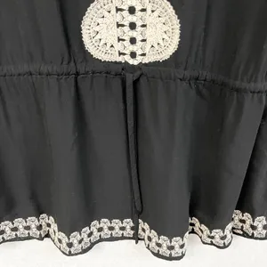 Stella &‎ Dot Embroidered Tunic Coverup Womens XS/S Bohemian Dark Cottage Beachy thumbnail 3