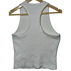 Abercrombie & Fitch Soft AF White Ribbed Sleeveless Racerback Tank Top Size L thumbnail 3