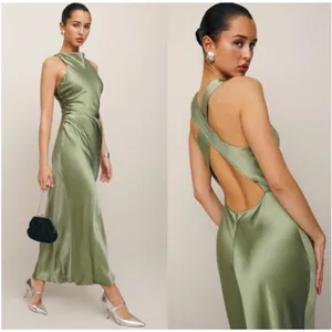 Reformation Cassette Silk Dress in artichoke NEW NWT thumbnail 2