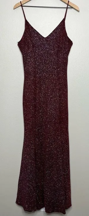 Fiesta Fashion VTG 90s Whimsigoth‎ Maxi Dress Gown M Burgundy Glitter Event Party Cocktail thumbnail 1