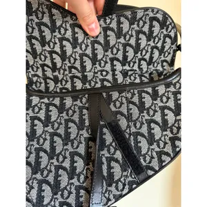 Vintage Christian Dior Saddle Bag Navy Oblique Jacquard Silver Hardware Y2K thumbnail 5