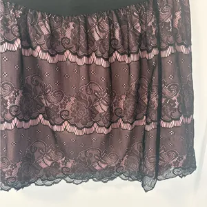 Xhilaration Black Lace Nude Lined Y2K Mini Skirt Coquette Balletcore size XL thumbnail 3