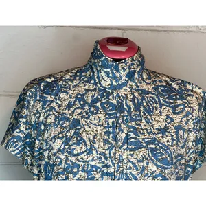 dress knit high neck blue cream 1980s pockets thumbnail 3