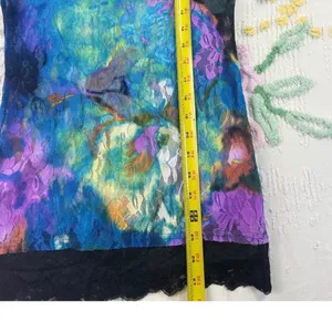 BKE Lace Overlay Tie Dye Short Sleeve Top Women M Blue‎ Purple Orange Black thumbnail 4