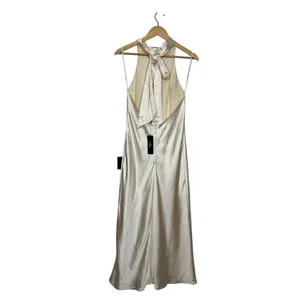Lulus Exceptional Status Midi Dress Womens Medium Cream Halter Backless Slip NWT thumbnail 5