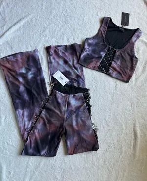 Outcast Clothing 2 Piece Set Zafira Crop Top Abstract Autumn Size L Zafira Pants Abstract Autumn Size M thumbnail 3