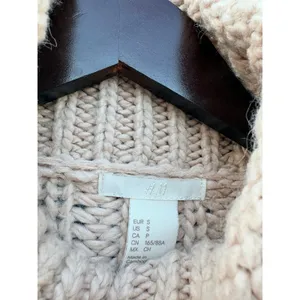 H M‎ Chunky Knit Turtleneck Sweater Beige Cropped Cozy Pullover Size S thumbnail 4